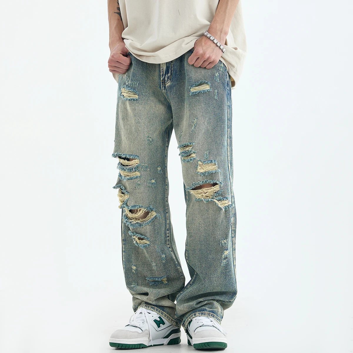 Men's Jeans High Street Ripped Straight Wide Leg Pants Men's Clothing Hip Hop Y2k Pants Men Streetwear Brands High Quality Jeans
Men's Jeans High Street Ripped Straight Wide Leg Pants Men's Clothing Hip Hop Y2k Pants Men Streetwear Brands High Quality Jeans