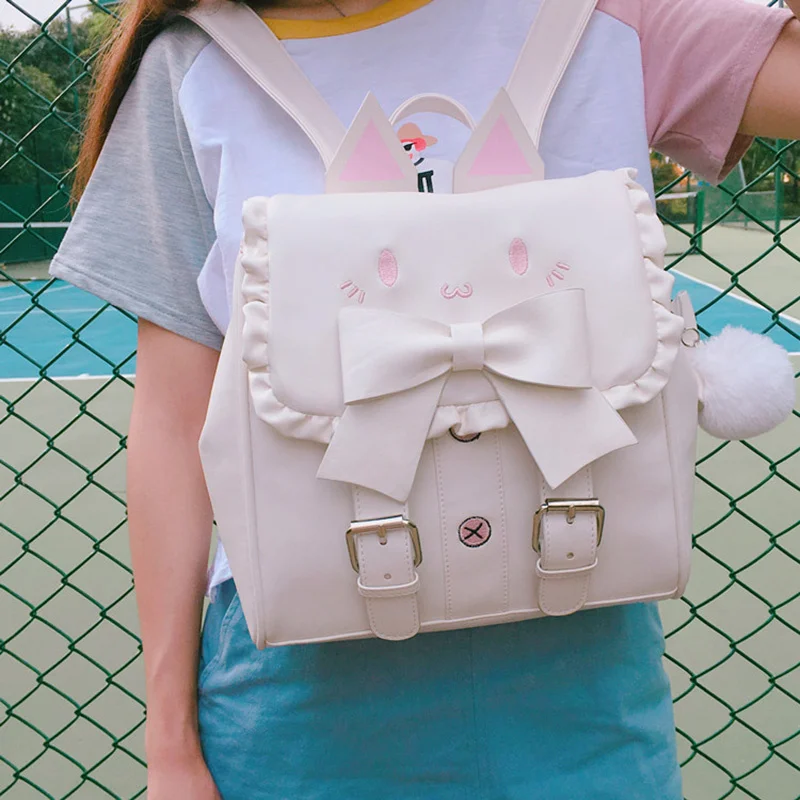 Japan Lolita Girl Embroidered Cat Backpack Lady Lovely Bow Shoulder Bag Kawaii Cartoon Cat Ears Student Bags Mochila Feminina
Japan Lolita Girl Embroidered Cat Backpack Lady Lovely Bow Shoulder Bag Kawaii Cartoon Cat Ears Student Bags Mochila Feminina