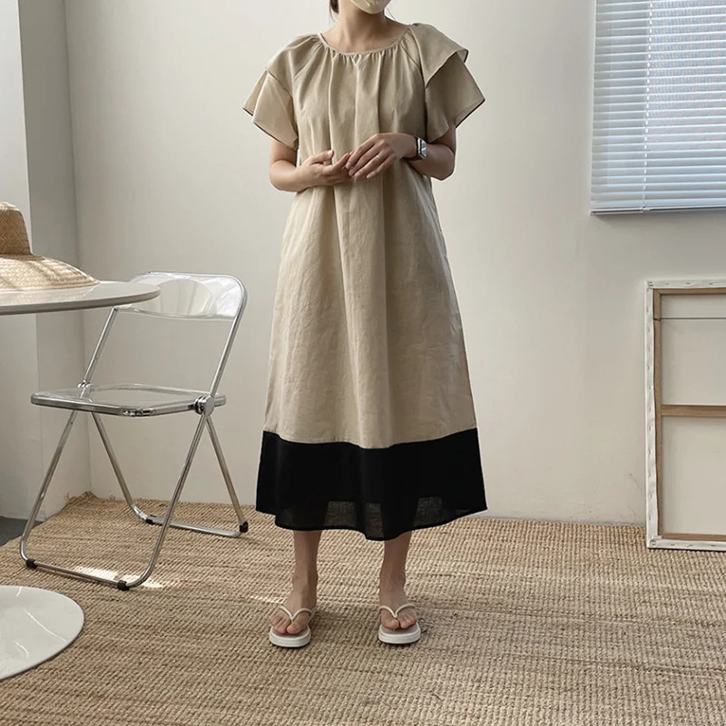 New Loose Large Design Sense Flying Sleeve Splicing Contrast Round Neck Long Dress
New Loose Large Design Sense Flying Sleeve Splicing Contrast Round Neck Long Dress