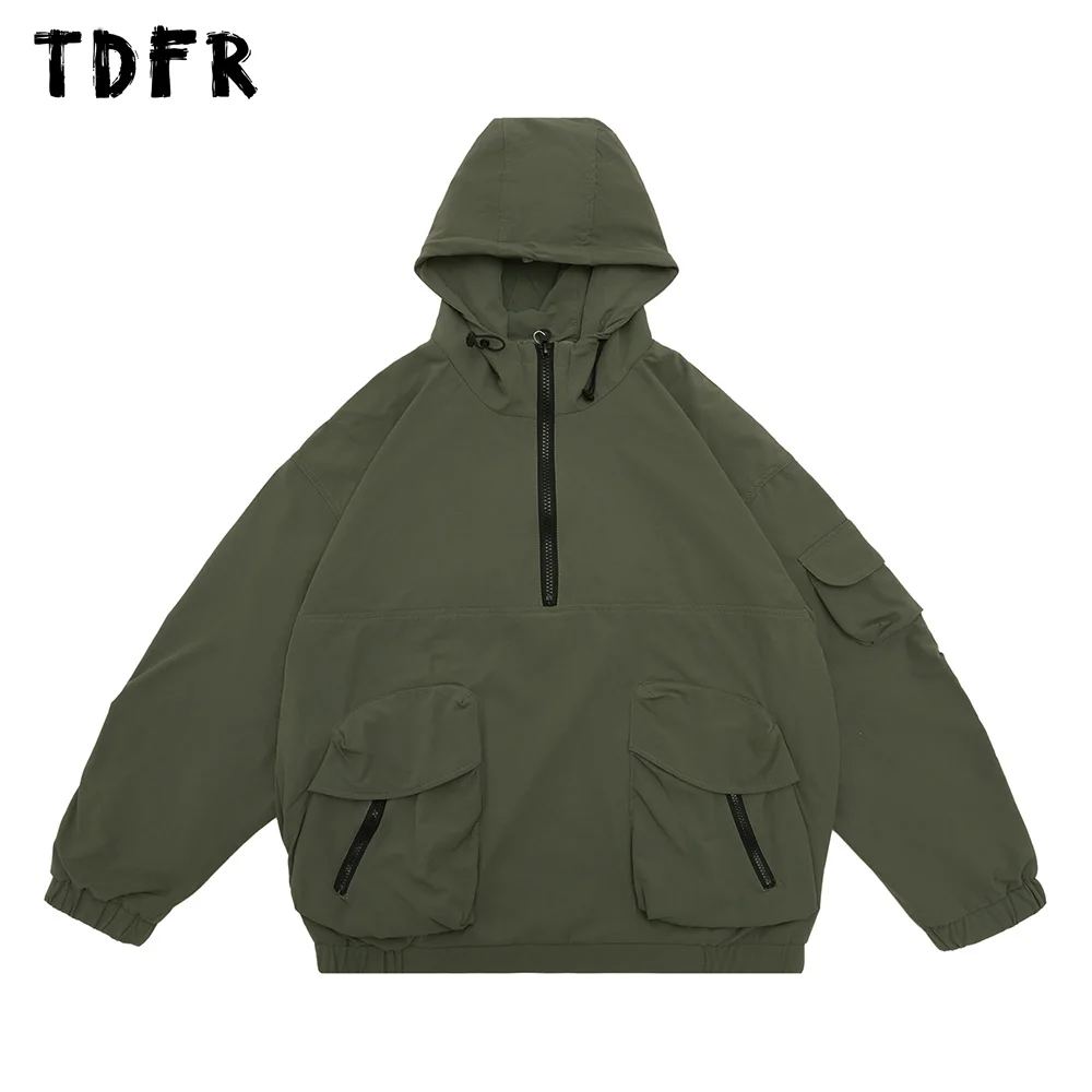 Pocket Hooded Jacket Mens Solid Color Casual Safari Style Half Zipper Loose Long Sleeve Men Outerwear
Pocket Hooded Jacket Mens Solid Color Casual Safari Style Half Zipper Loose Long Sleeve Men Outerwear