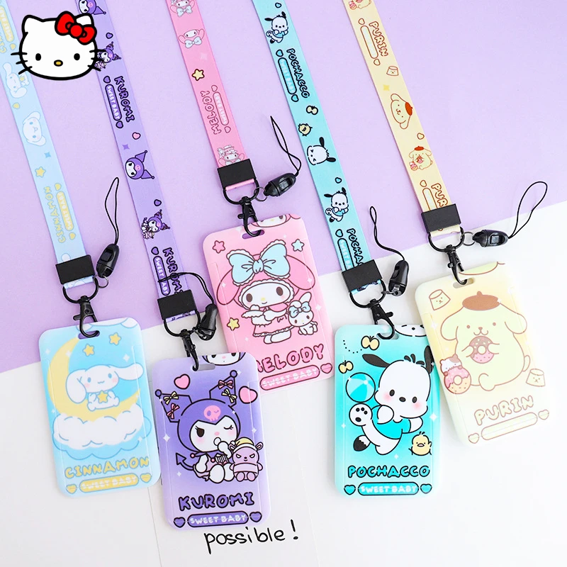 Sanrio Hello Kitty Kuromi My Melody Card Set Kawaii Cartoon ID Card Work Bus Card Holder Protective Cover Plastic Key Ring Gift 
Sanrio Hello Kitty Kuromi My Melody Card Set Kawaii Cartoon ID Card Work Bus Card Holder Protective Cover Plastic Key Ring Gift