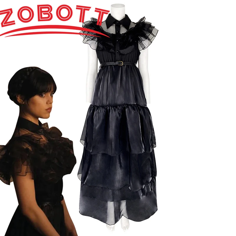 

Платье для косплея для девочек, Детский костюм по мотивам фильма «среду», черные готические платья, женская одежда для вечевечерние НКИ на Х...