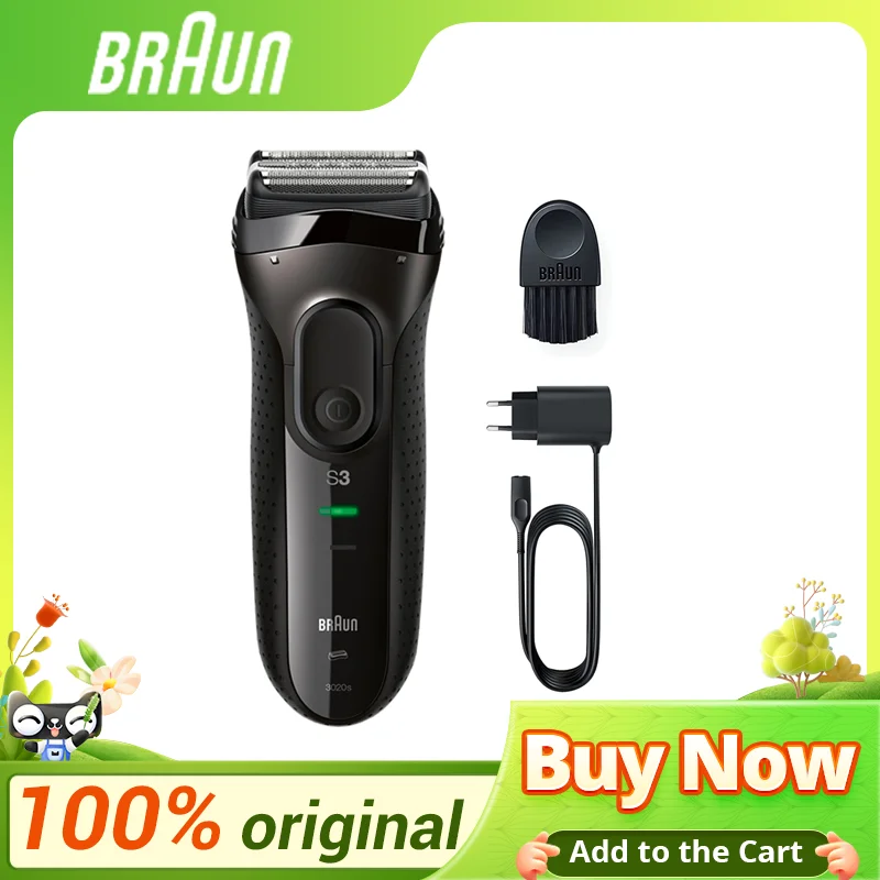 

BRAUN 3020s Black Men's Three Head Electric Shaver 3 Series Rechargeable Reciprocating Washable Shaver