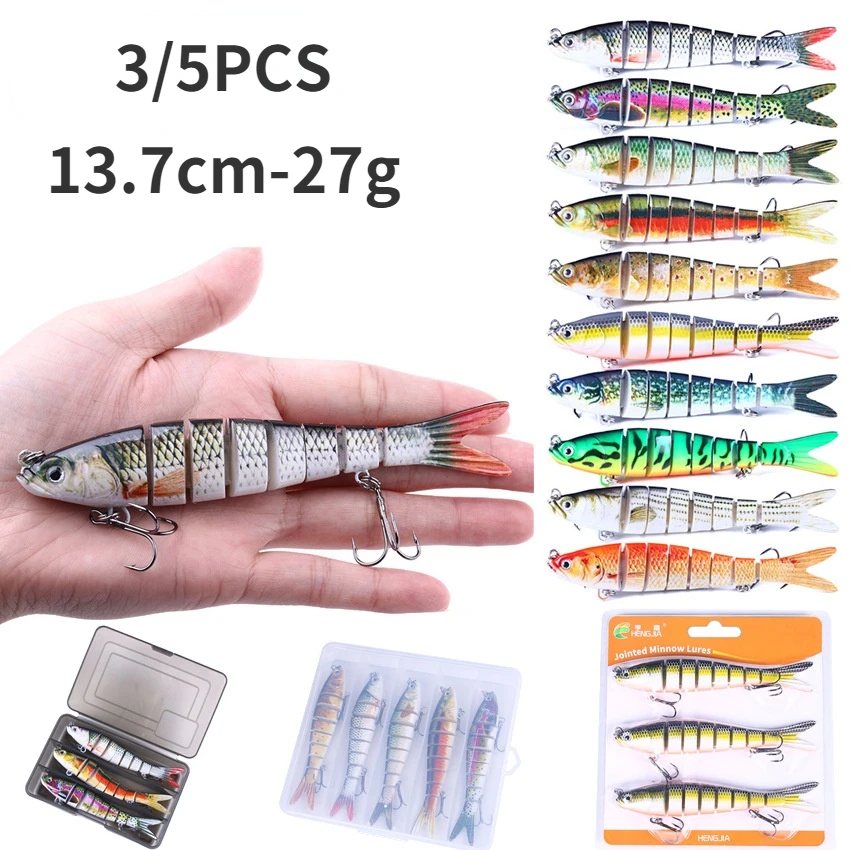 3PCS Fishing Lure 8 Segments Jointed Bait 13.7cm 27g Swimbait Sinking Wobblers for Pike Bass Whopper Plopper Fake Fish Tackle
3PCS Fishing Lure 8 Segments Jointed Bait 13.7cm 27g Swimbait Sinking Wobblers for Pike Bass Whopper Plopper Fake Fish Tackle
