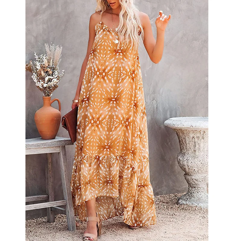 Женское летнее длинное платье на бретельках, без рукавов, с цветочным принтом
Женское летнее длинное платье на бретельках, без рукавов, с цветочным принтом