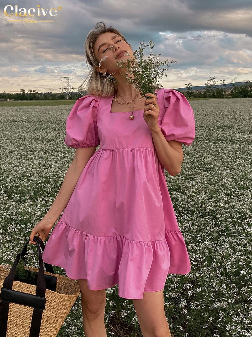 Clacive Fashion Square Collar Pink Women's Dress Summer Casual Short Sleeve Backless Mini Dresses Elegant Pleated Female Dress
Clacive Fashion Square Collar Pink Women's Dress Summer Casual Short Sleeve Backless Mini Dresses Elegant Pleated Female Dress