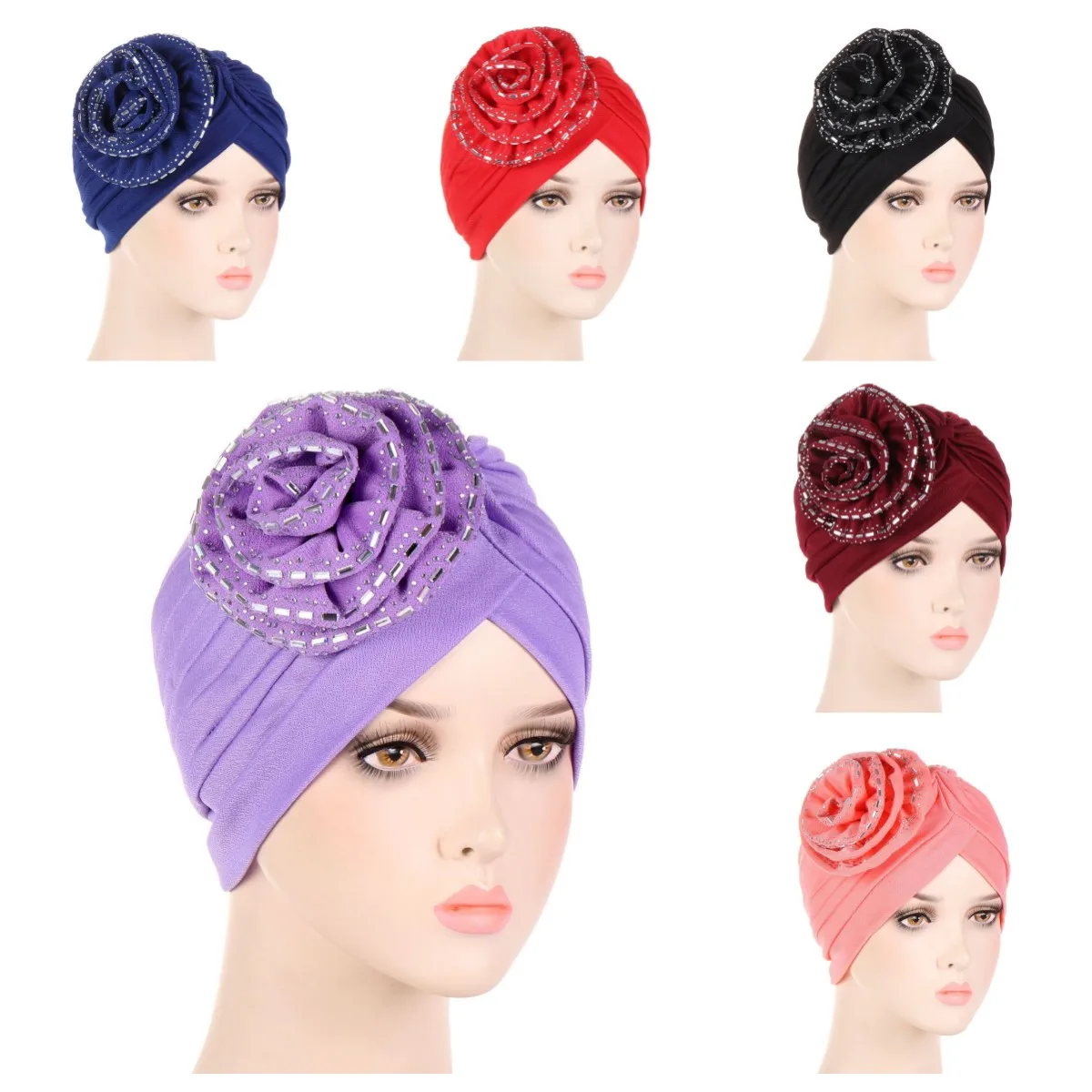 Women's Turban Cap Big Flower India Hat Soild Color Muslim Head Wraps Islam Headwear Turbante Mujer Chemo Hat 6 Pcs/pack
Women's Turban Cap Big Flower India Hat Soild Color Muslim Head Wraps Islam Headwear Turbante Mujer Chemo Hat 6 Pcs/pack