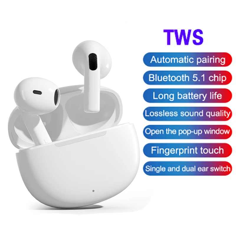 Pro 6 TWS Air Buds Bluetooth Wireless Headset New Pods 2021 Handsfree Rename Touch Headphones Airplus Stereo Bass For Sports
Pro 6 TWS Air Buds Bluetooth Wireless Headset New Pods 2021 Handsfree Rename Touch Headphones Airplus Stereo Bass For Sports