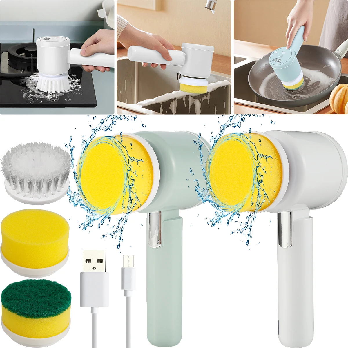 Electric Cleaning Brush Handheld Power Spinning Scrubber with 3 Brush Heads USB Rechargeable IPX7 Waterproof Scrub Brush
Electric Cleaning Brush Handheld Power Spinning Scrubber with 3 Brush Heads USB Rechargeable IPX7 Waterproof Scrub Brush