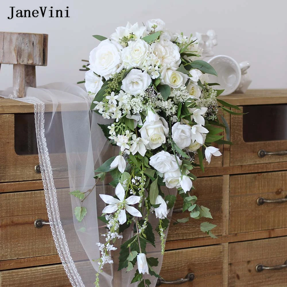 JaneVini Luxury Waterfall Bridal Bouquets Cascade White Roses Artificial Silk Brides Holding Flowers Wedding Fake Bouquet Boho
JaneVini Luxury Waterfall Bridal Bouquets Cascade White Roses Artificial Silk Brides Holding Flowers Wedding Fake Bouquet Boho