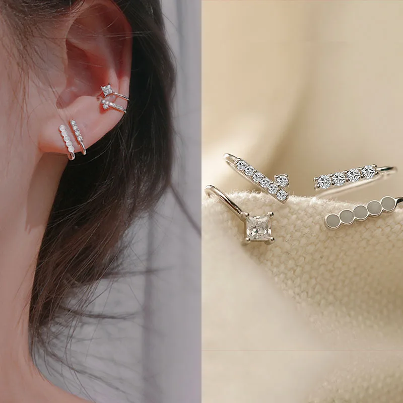 Fashion Punk silver Metal Ear Cuff Ear Clip for Women No Pierced U Shape Geometric Zircon Earcuff Ear Wrap Earcuff Clips Jewelry 
Fashion Punk silver Metal Ear Cuff Ear Clip for Women No Pierced U Shape Geometric Zircon Earcuff Ear Wrap Earcuff Clips Jewelry