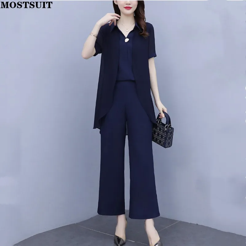 Summer Women's Two Piece Pant Sets Fake Two Pieces Tops & Wide Leg Pants Loose Workwear Casual Ladies 2 Piece Pant Sets 2022
Summer Women's Two Piece Pant Sets Fake Two Pieces Tops & Wide Leg Pants Loose Workwear Casual Ladies 2 Piece Pant Sets 2022