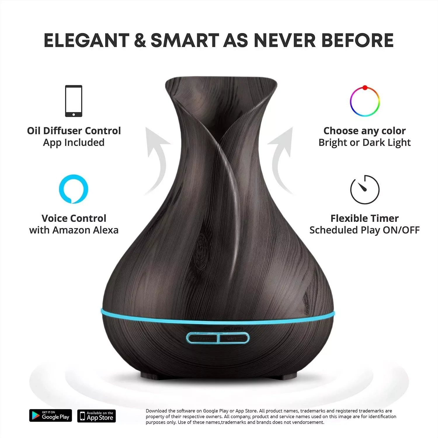 NEW2023 Smart WiFi Wireless Essential Oil Aromatherapy 400ml Ultrasonic Diffuser & Humidifier Create Schedules LED & Tim
NEW2023 Smart WiFi Wireless Essential Oil Aromatherapy 400ml Ultrasonic Diffuser & Humidifier Create Schedules LED & Tim