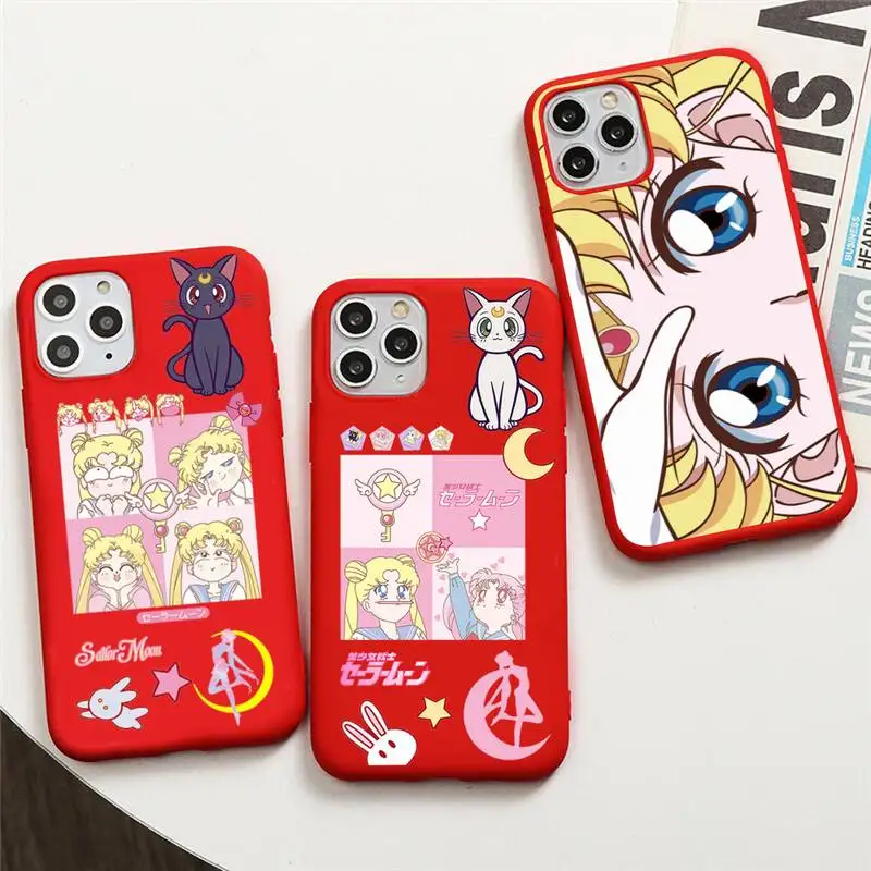 Cute Cartoon Sailor Moon Phone Case For iphone 13 12 11 Pro Max Mini XS 8 7 6 6S Plus X SE 2020 XR Red Cover
Cute Cartoon Sailor Moon Phone Case For iphone 13 12 11 Pro Max Mini XS 8 7 6 6S Plus X SE 2020 XR Red Cover