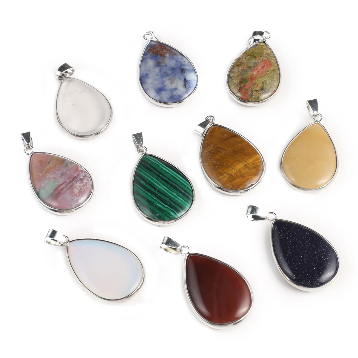 

3pc Natural Stone Pendants Water Drop Malachite Tiger Eye Opal for Jewelry Making Diy Women Necklace Earrings Crafts