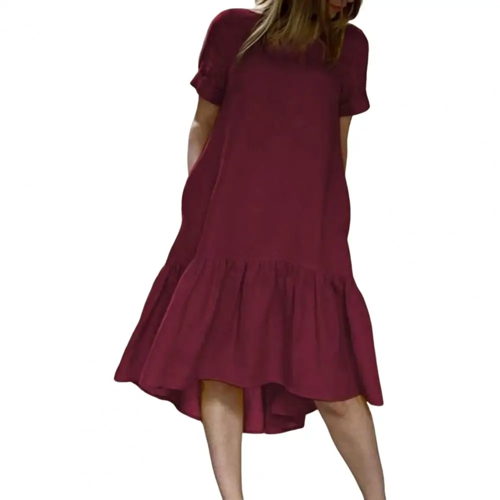 Midi Dresses for Women 2022 Solid Color O Neck Short Sleeve Ruffle Big Hem Summer Dress Women Daily Clothes robe femme
Midi Dresses for Women 2022 Solid Color O Neck Short Sleeve Ruffle Big Hem Summer Dress Women Daily Clothes robe femme