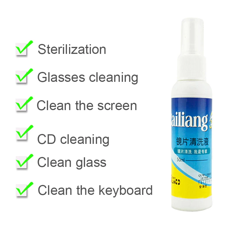 

50ml Glasses Lens Cleaner Wipe Nursing Liquid Phone Screen Cleaning Anti Fog Misting Dust Portable Anti-fog Eyewear