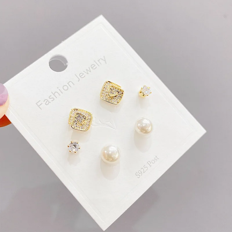 Wholesale Sterling Silvers Needle Micro Inlaid Zircon Pearl Luxury Earrings Cute Three Pairs Stud Earring Women
Wholesale Sterling Silvers Needle Micro Inlaid Zircon Pearl Luxury Earrings Cute Three Pairs Stud Earring Women