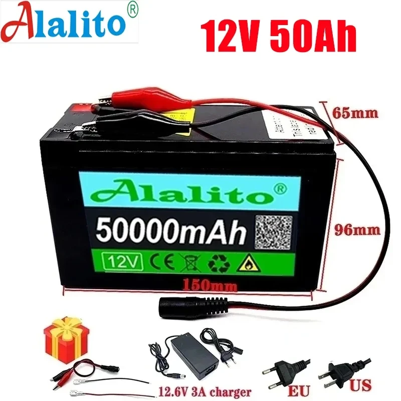 12V 50Ah 18650 lithium battery for Solar Panels 30A built-in high current BMS electric vehicle battery +12.6V charger
12V 50Ah 18650 lithium battery for Solar Panels 30A built-in high current BMS electric vehicle battery +12.6V charger