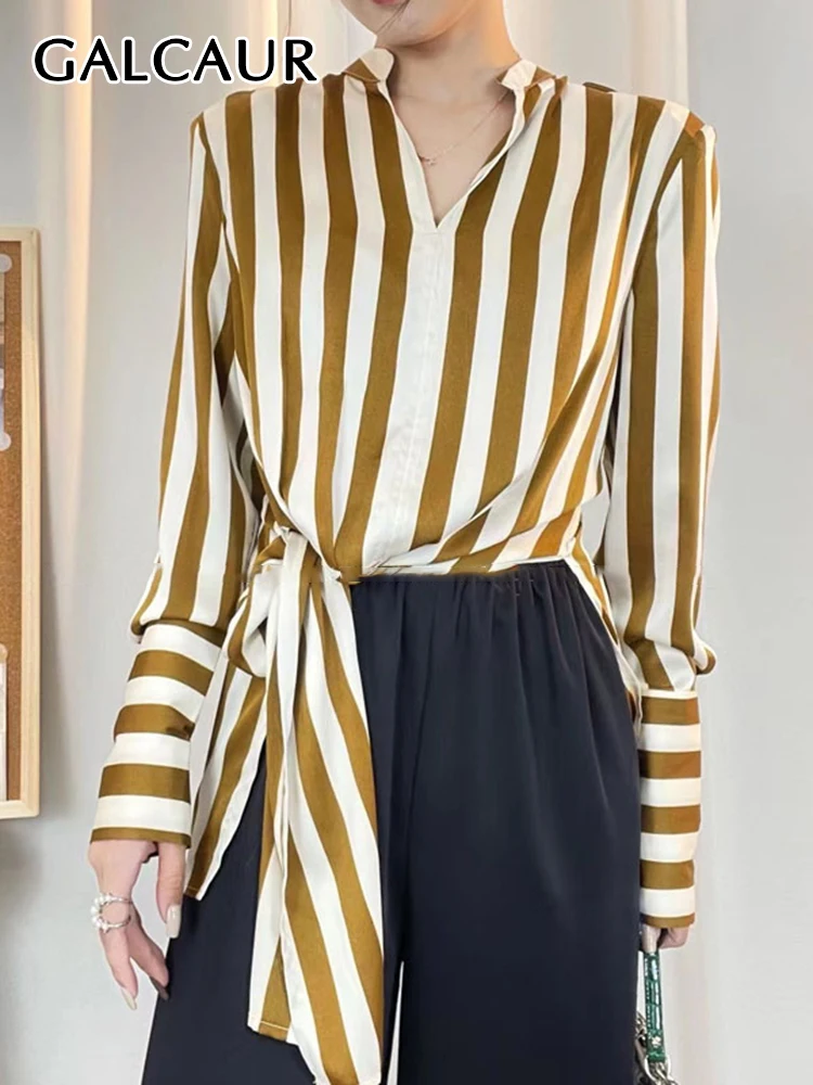 CHICEVER Colorblock Patchwork Striped Shirts Female V Neck Long Sleeve Irregular Loose Blouses For Women Clothing Autumn Style
CHICEVER Colorblock Patchwork Striped Shirts Female V Neck Long Sleeve Irregular Loose Blouses For Women Clothing Autumn Style