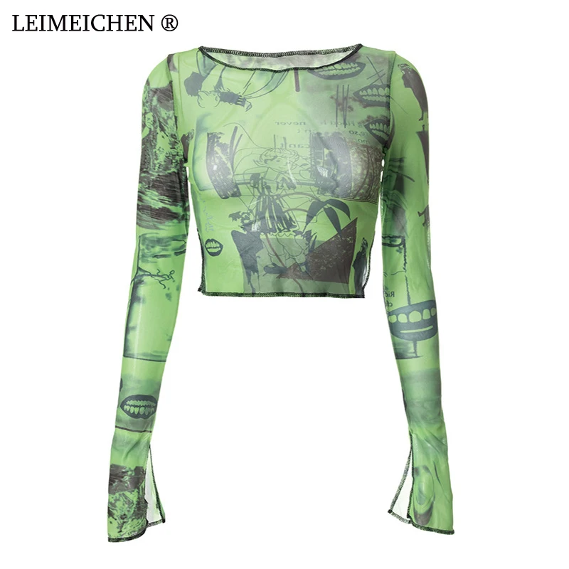 Mesh Women Crop Top High Street Character Print Bright Line Decoration Sexy Flare Long Sleeve Street Style Female Wear Q21TP458
Mesh Women Crop Top High Street Character Print Bright Line Decoration Sexy Flare Long Sleeve Street Style Female Wear Q21TP458