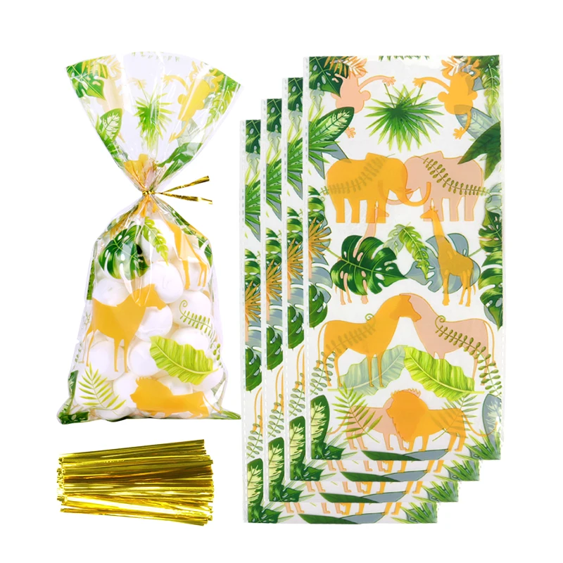 50pcs Jungle Safari Candy Bags Baby Shower Party Favors Animal Palm Leaves Cookie Bag Wild One Birthday decor Plastic Packaging
50pcs Jungle Safari Candy Bags Baby Shower Party Favors Animal Palm Leaves Cookie Bag Wild One Birthday decor Plastic Packaging