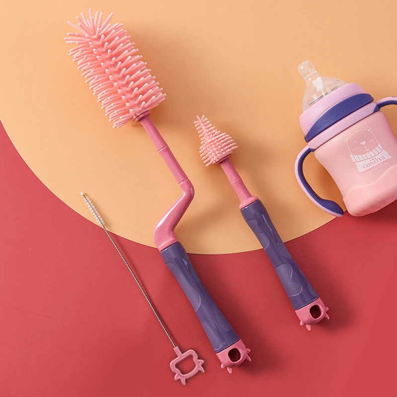 Silicone Bottle Brush 360 Degree Rotation Baby Pacifier Cup Tweezers Nipple Cleaning Brushes Set Handheld Soft Head Food Grade
Silicone Bottle Brush 360 Degree Rotation Baby Pacifier Cup Tweezers Nipple Cleaning Brushes Set Handheld Soft Head Food Grade