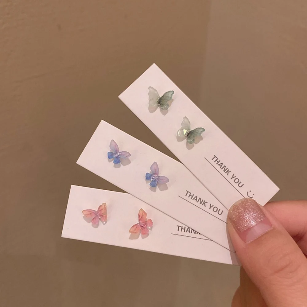 

Colorful Butterfly Earrings For Women Geometry Gradient Color Ear Studs Silver Needle Simple Exquisite Cute Girl Jewelry