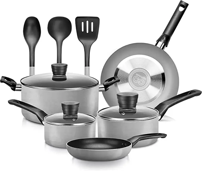 Kitchenware Pots & Pans Basic Kitchen Cookware, Black Non-Stick Coating Inside, Heat Resistant Lacquer (11-Piece Set), One Size,
Kitchenware Pots & Pans Basic Kitchen Cookware, Black Non-Stick Coating Inside, Heat Resistant Lacquer (11-Piece Set), One Size,