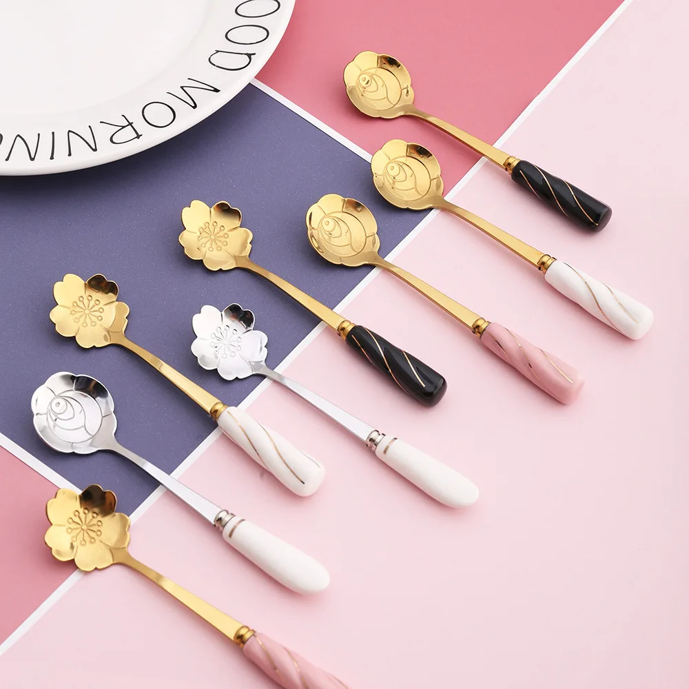 Ceramic Handle Flowers Stainless Steel Coffee Stir Ice Cream Spoon Holiday Gift Kitchen Items
Ceramic Handle Flowers Stainless Steel Coffee Stir Ice Cream Spoon Holiday Gift Kitchen Items