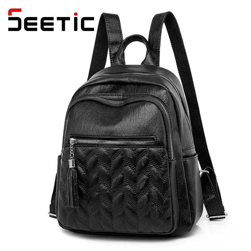 SEETIC Vintage Pu Leather Women Backpack Fashion Travel Backpack Female Solid Color Backpack Women Anti-Theft Ladies School Bag
SEETIC Vintage Pu Leather Women Backpack Fashion Travel Backpack Female Solid Color Backpack Women Anti-Theft Ladies School Bag