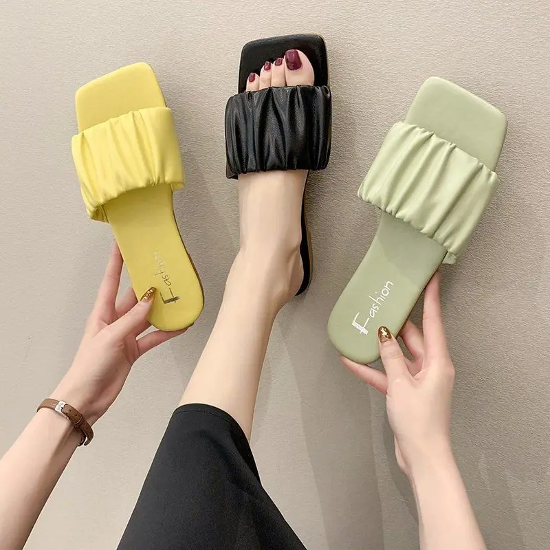 2022 Women's Slippers Summer Pleated Upper Fashion Wear-resistant Office Flat Shoes Summer New Beach Sandals Women's Shoes New
2022 Women's Slippers Summer Pleated Upper Fashion Wear-resistant Office Flat Shoes Summer New Beach Sandals Women's Shoes New