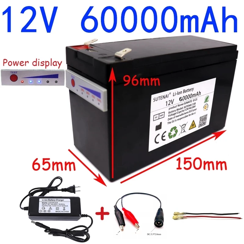 12V 60Ah 18650 li-ion battery pack 60000mAh 12.6V for Sprayer device backup power ups surveillance camera With 20A Balanced BMS
12V 60Ah 18650 li-ion battery pack 60000mAh 12.6V for Sprayer device backup power ups surveillance camera With 20A Balanced BMS