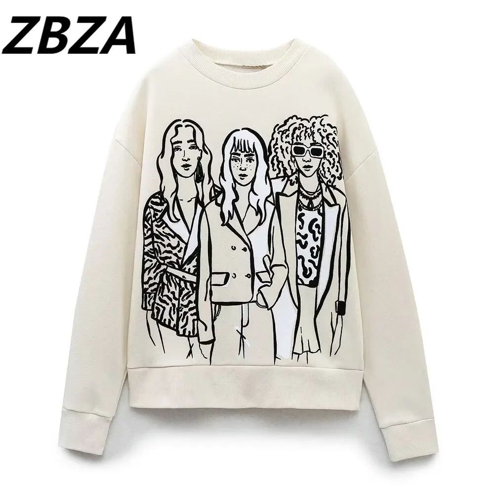 ZBZA Women 2023 spring New Fashion printing Sweatshirts Vintage O Neck Long Sleeve Female Pullovers Chic Tops
ZBZA Women 2023 spring New Fashion printing Sweatshirts Vintage O Neck Long Sleeve Female Pullovers Chic Tops