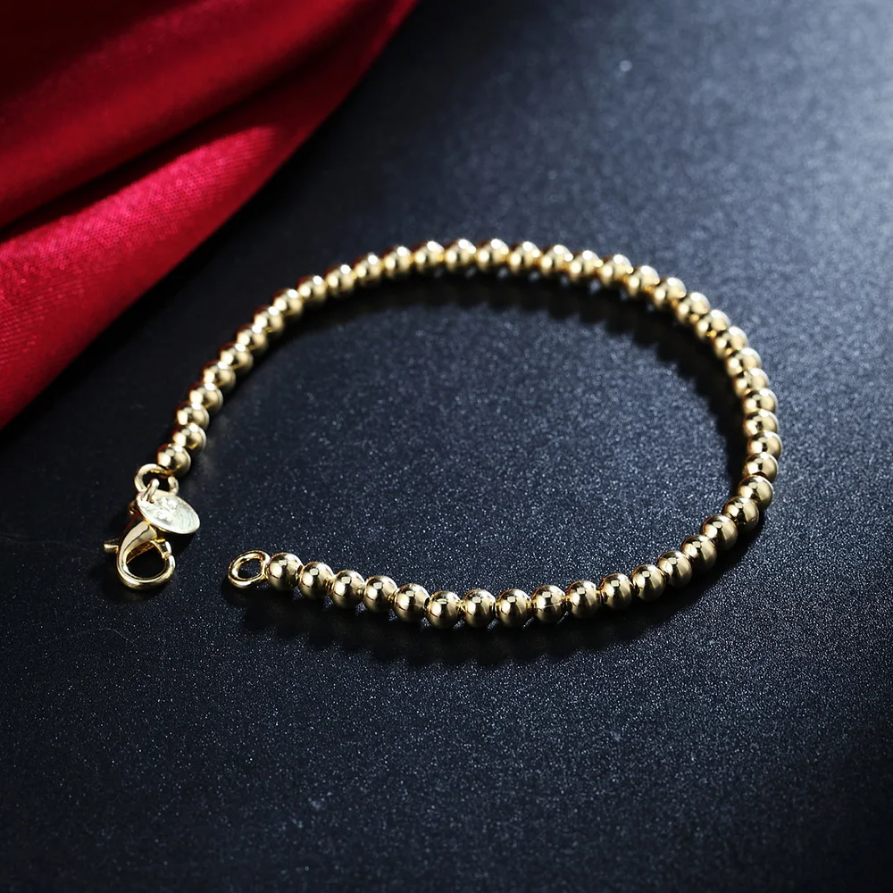 Special offer New 18K gold color 925 Stamp Silver Bracelets for Women 4MM beads Chain Fashion Wedding Party Gifts Jewelry
Special offer New 18K gold color 925 Stamp Silver Bracelets for Women 4MM beads Chain Fashion Wedding Party Gifts Jewelry