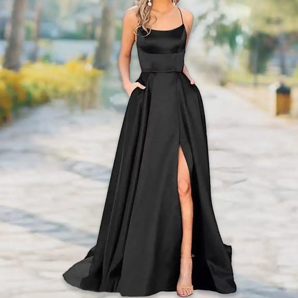 Gown Dress Elegant Sleeveless Formal Prom Maxi Dress High Waist Side Split Thigh Hem Sling Dress
Gown Dress Elegant Sleeveless Formal Prom Maxi Dress High Waist Side Split Thigh Hem Sling Dress
