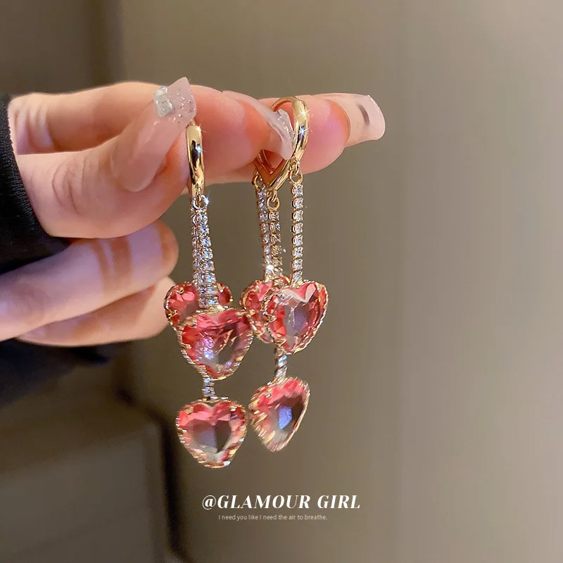 61mm Fashion Pink Heart Drop Earrings for Women Real Gold Plated Brilliant Bridal Engagement Wedding Jewelry Charm Luxury Party
61mm Fashion Pink Heart Drop Earrings for Women Real Gold Plated Brilliant Bridal Engagement Wedding Jewelry Charm Luxury Party