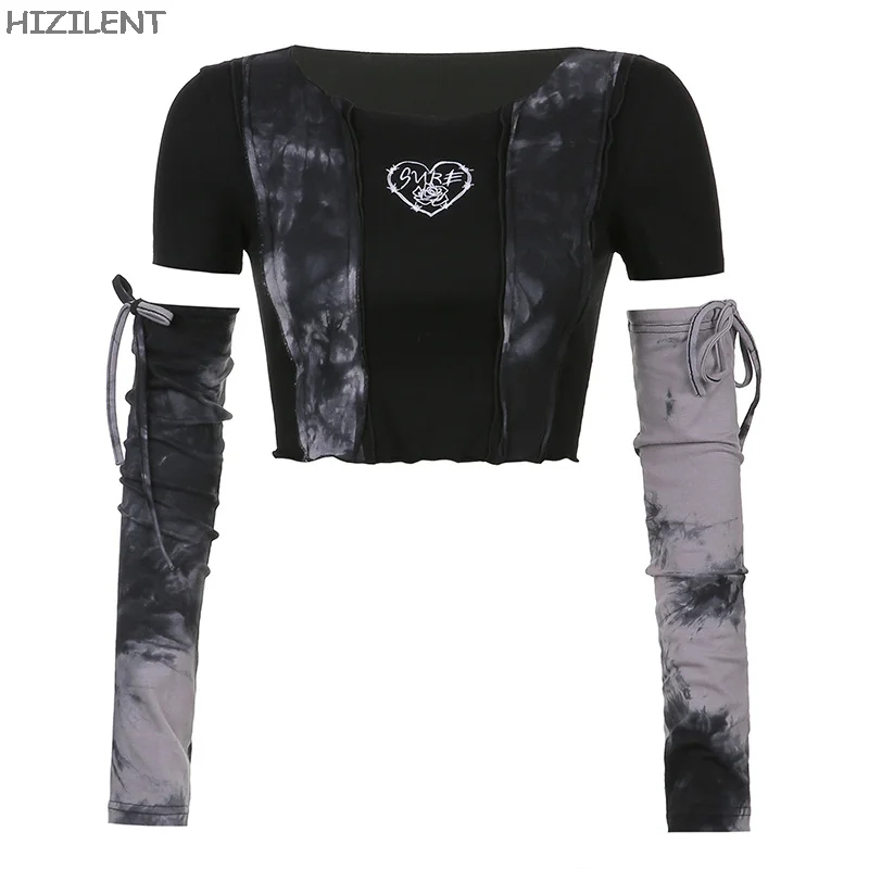 Y2K Gothic Harajuku E-Meisje Punk Stijl Lente Patchwork T-shirt Tie Dye Crop Tops Hip Hop Vrouwen Lange mouw Tee Dark Streetwear
Y2K Gothic Harajuku E-Meisje Punk Stijl Lente Patchwork T-shirt Tie Dye Crop Tops Hip Hop Vrouwen Lange mouw Tee Dark Streetwear