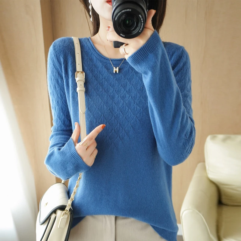 Round Collar Sweater Women's Wool Blend Tops Bottoming Shirt Autumn And Winter New Pullover Casual Hollow Knitted Female
Round Collar Sweater Women's Wool Blend Tops Bottoming Shirt Autumn And Winter New Pullover Casual Hollow Knitted Female