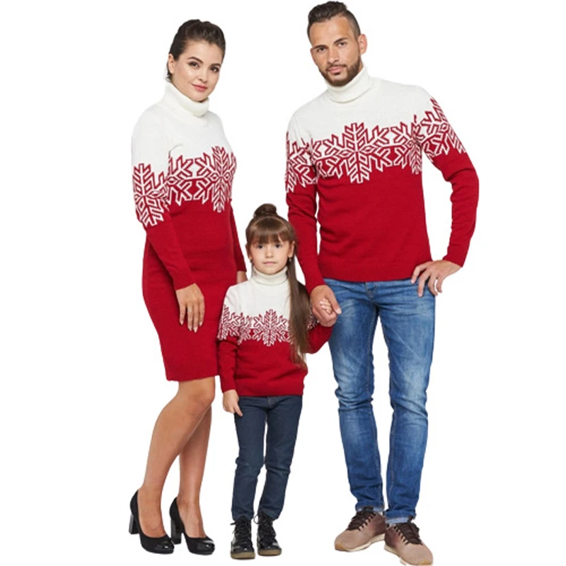 New Stylish Christmas Clothes Winter Turtleneck Sweater Thick Warm Xmas Family Look Sweaters Snowflake Printed Women Knit Dress
New Stylish Christmas Clothes Winter Turtleneck Sweater Thick Warm Xmas Family Look Sweaters Snowflake Printed Women Knit Dress