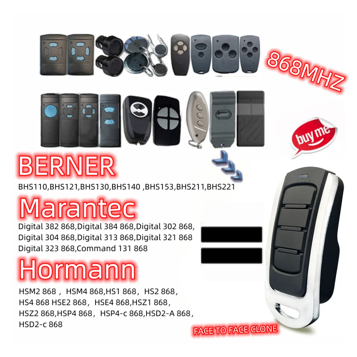 For Hormann Remote Contorl Duplicator for Berner Gate Remote Control with Marantec Remote Controller Key
For Hormann Remote Contorl Duplicator for Berner Gate Remote Control with Marantec Remote Controller Key