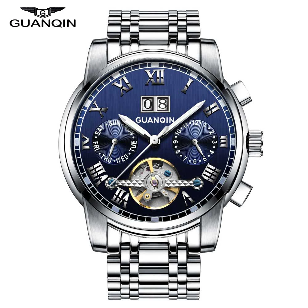 

GUANQIN Men's Watches Luxury Original Automatic Mechanical Watch for Man Waterproof Stainless Steel Luminous Date Relogio