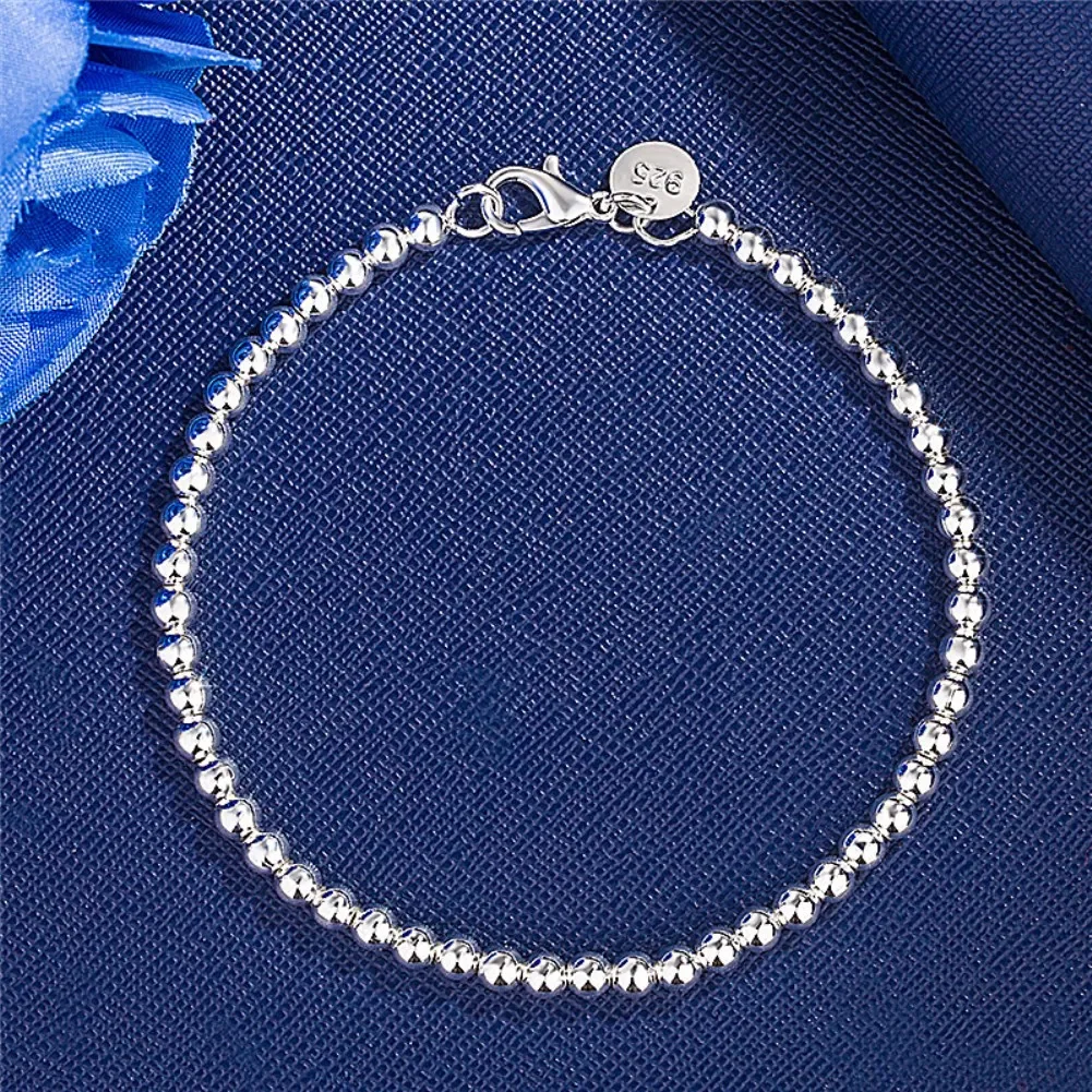 Hot Pretty Holiday gift 925 Sterling silver charms 4MM beads Bracelets for woman Popular brands jewelry fashion Wedding party
Hot Pretty Holiday gift 925 Sterling silver charms 4MM beads Bracelets for woman Popular brands jewelry fashion Wedding party