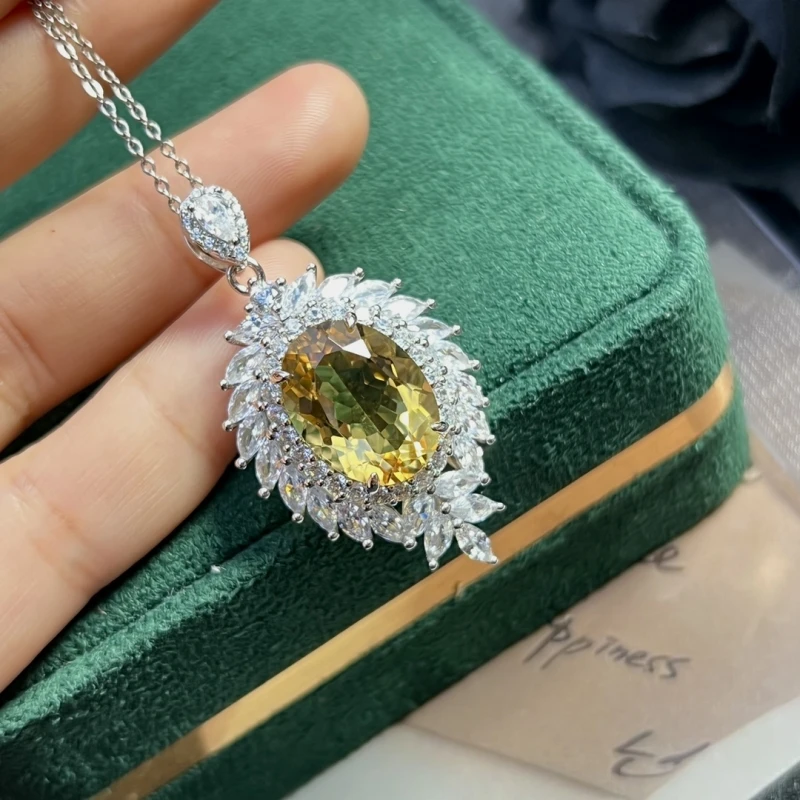 Luxury Boutique Jewelry Series 925 Sterling Silver Natural Yellow Crystal Pendant Women's Necklace Party Dinner Anniversary Gift
Luxury Boutique Jewelry Series 925 Sterling Silver Natural Yellow Crystal Pendant Women's Necklace Party Dinner Anniversary Gift