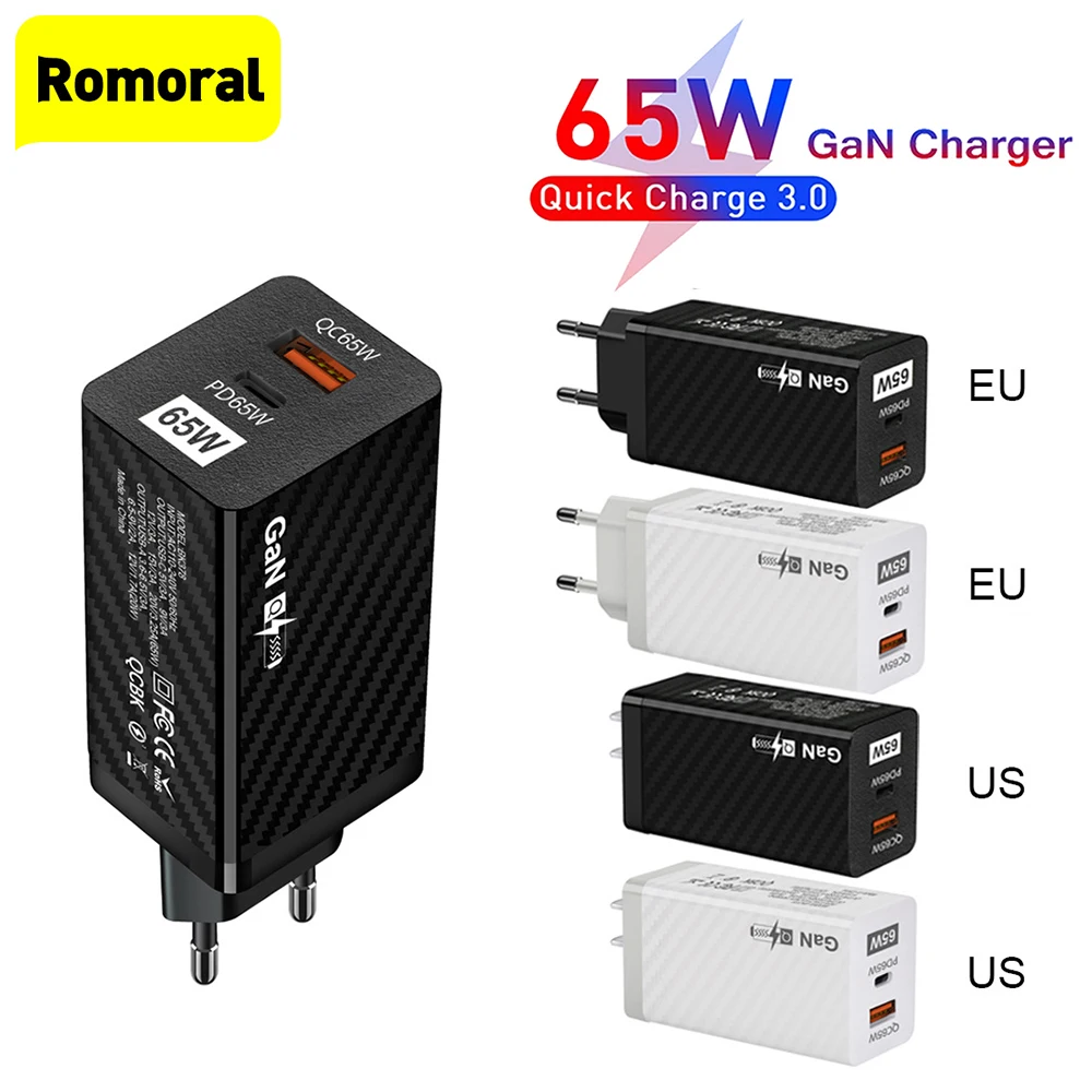 GaN 65W Charger USB PDType-C Quick Charge 3.0 110-240V Fast Charger EU US For iPhone 12/13/14 For Samsung Computer Adapter
GaN 65W Charger USB PDType-C Quick Charge 3.0 110-240V Fast Charger EU US For iPhone 12/13/14 For Samsung Computer Adapter