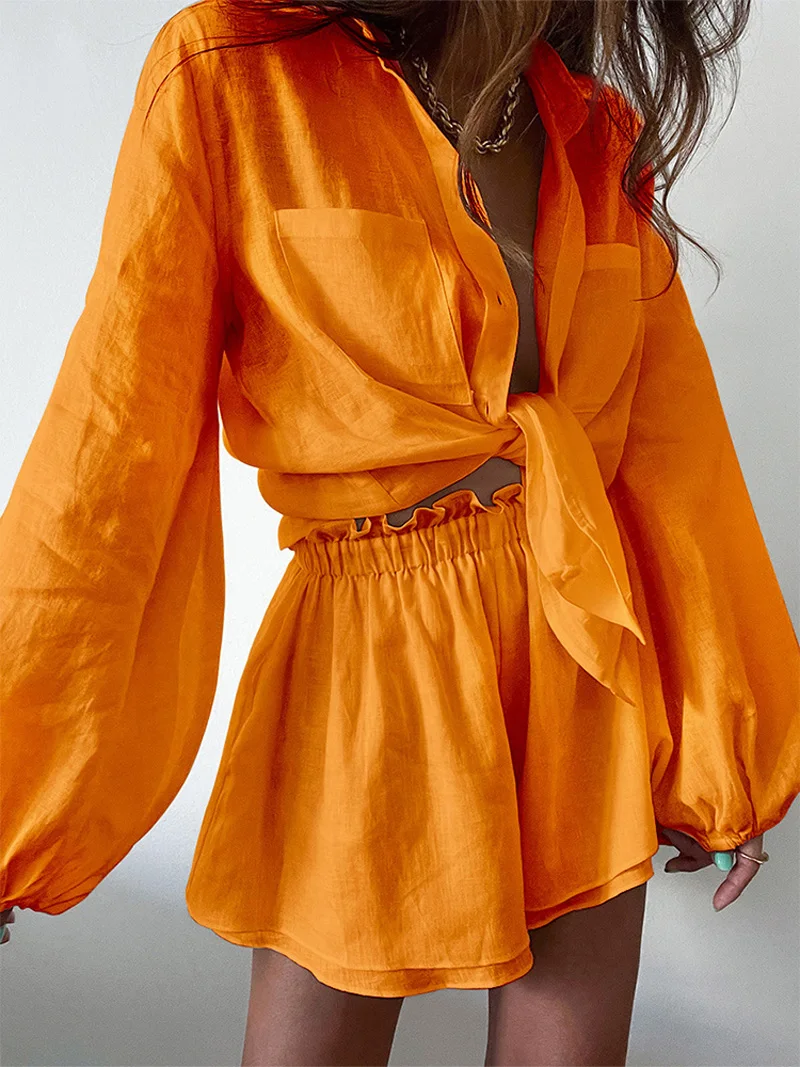 2023 Women Spring Summer Bohemian Shorts Sets Solid White Loose Fit Outfits Blouse Suit 2 Two Piece Set for Women
2023 Women Spring Summer Bohemian Shorts Sets Solid White Loose Fit Outfits Blouse Suit 2 Two Piece Set for Women