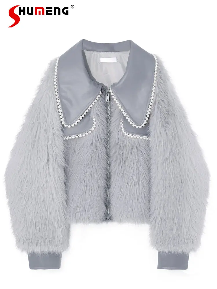 Socialite Beaded Faux Fur Coats Woman Winter 2022 New Warm Chic Long Sleeve Doll Collar Lamb Wool Coat Women's Winter Clothing
Socialite Beaded Faux Fur Coats Woman Winter 2022 New Warm Chic Long Sleeve Doll Collar Lamb Wool Coat Women's Winter Clothing