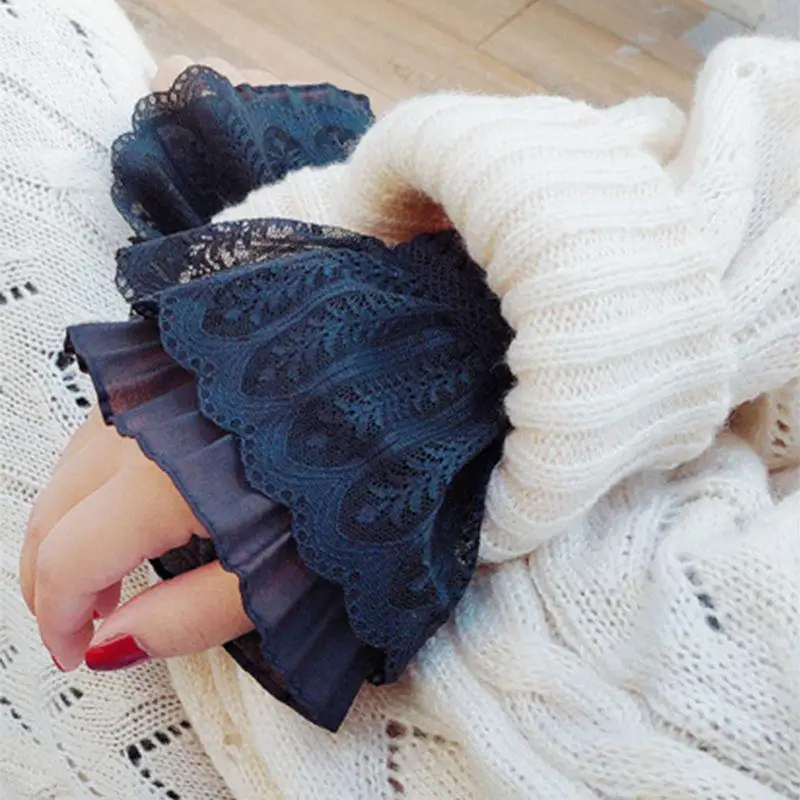 Women Halloween Gothic Black Lace Wrist Cuffs Lace Hollow Fake Sleeves Party Bowknot Fingerless Gloves Shirts Fake Arm Sleeves
Women Halloween Gothic Black Lace Wrist Cuffs Lace Hollow Fake Sleeves Party Bowknot Fingerless Gloves Shirts Fake Arm Sleeves