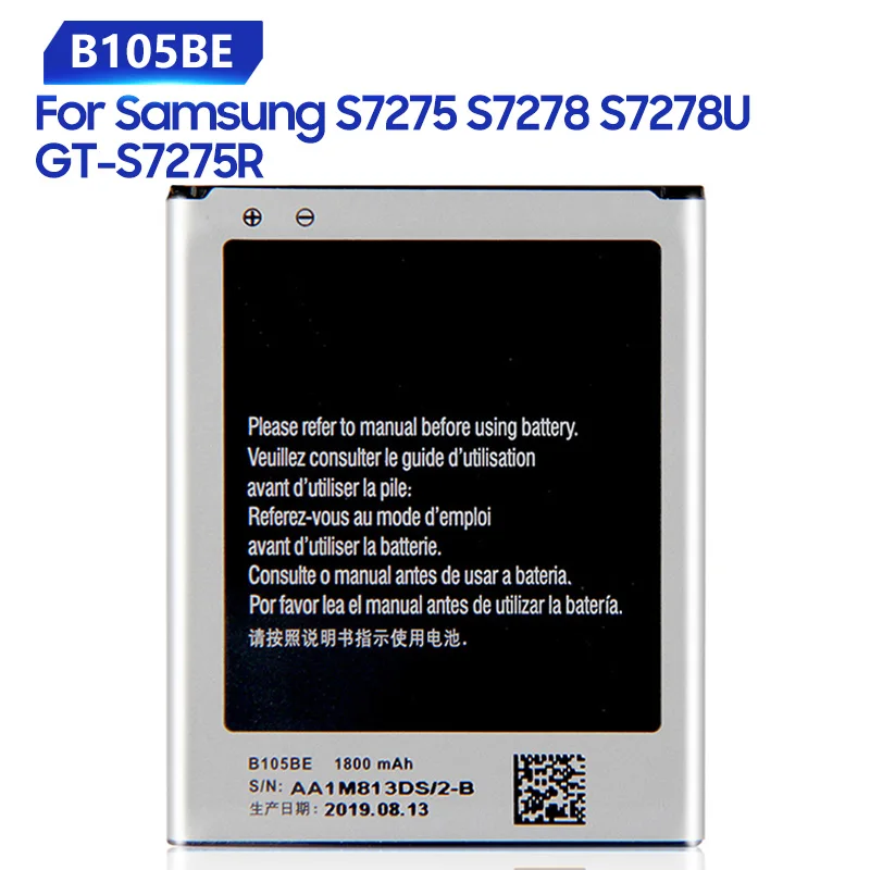 Сменный аккумулятор для Samsung S7275 GT-S7275R S7278 S7278U B105BE, аккумуляторная батарея 1800 мАч
Сменный аккумулятор для Samsung S7275 GT-S7275R S7278 S7278U B105BE, аккумуляторная батарея 1800 мАч