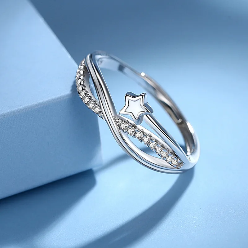 Ms S925 Pure Silver Double Stars Line Feeling Ring Light Luxury Fashion Wind Set Auger Opening Adjustable Ring
Ms S925 Pure Silver Double Stars Line Feeling Ring Light Luxury Fashion Wind Set Auger Opening Adjustable Ring